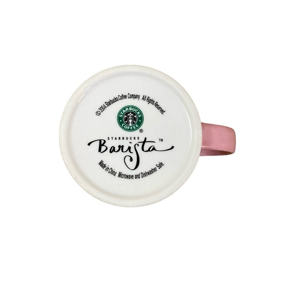 Starbucks Barista Coffee Tea Mug Green Pink Floral Mosaic Tile 2004 Vintage 16oz - Picture 6 of 7
